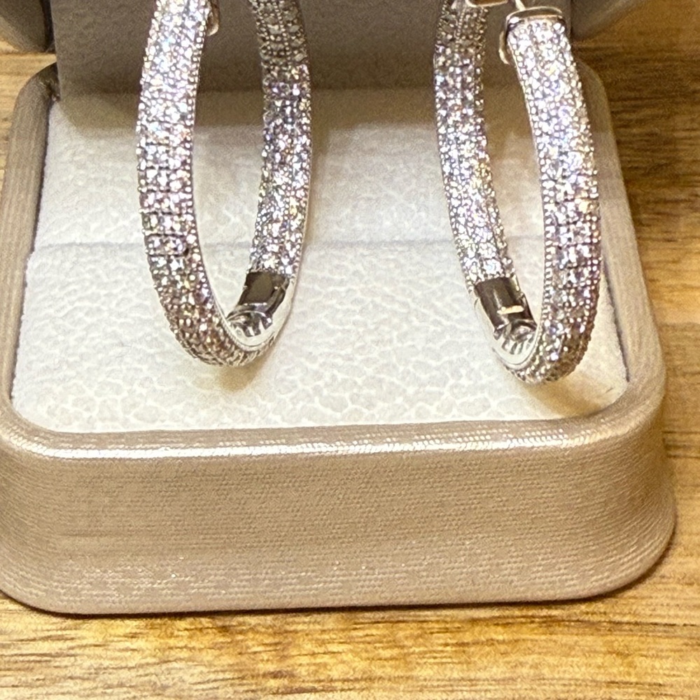 Elegant Sterling Silver Moissanite Inside out Hoop Earrings 30.7 mm